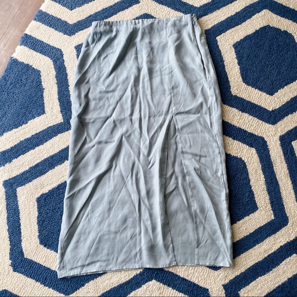 🐚 HM BLUE GREY HIGH WAIST SLIT MIDI SKIRT! - Picture 5 of 7